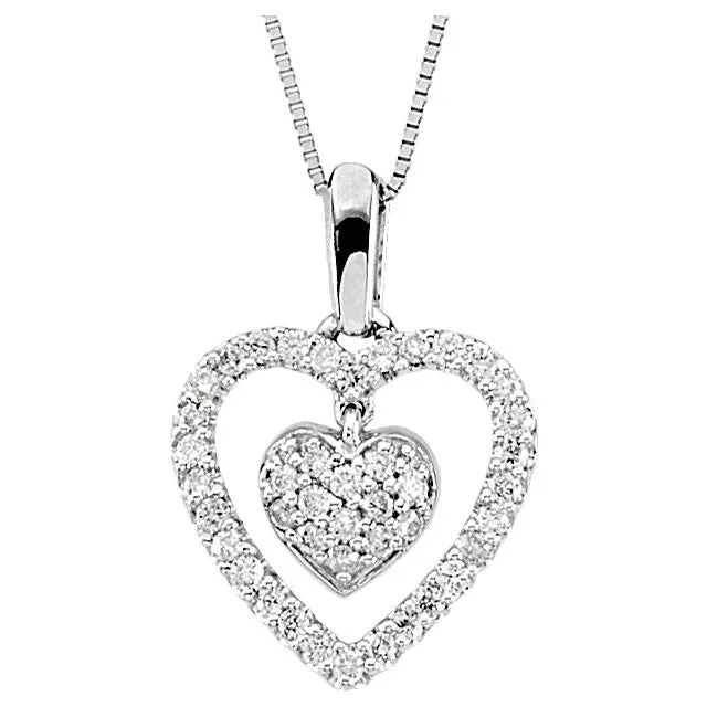 14k White Gold 1/4 CTW Diamond Heart Necklace