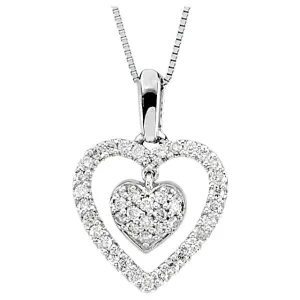 14k White Gold 1/4 CTW Diamond Heart Necklace