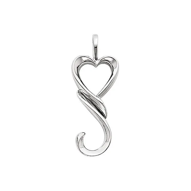 14k White Gold 32.5x12.75mm Heart Pendant