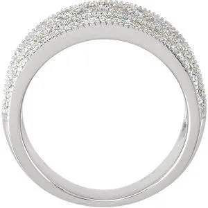 14k White Gold 3/4 CTW Diamond Anniversary Band, Size 7