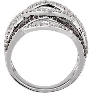 14k White Gold 3/4 CTW Diamond Crossover Ring, Size 7