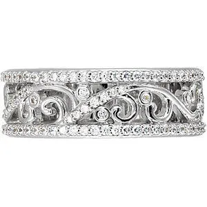 14k White Gold 3/8 CTW Diamond Anniversary Band, Size 7