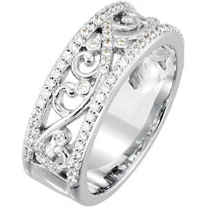 14k White Gold 3/8 CTW Diamond Anniversary Band, Size 7