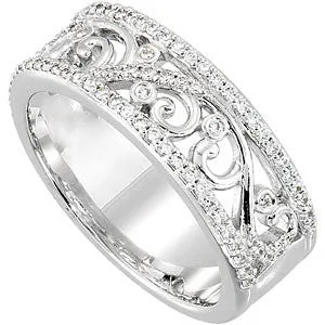 14k White Gold 3/8 CTW Diamond Anniversary Band, Size 7