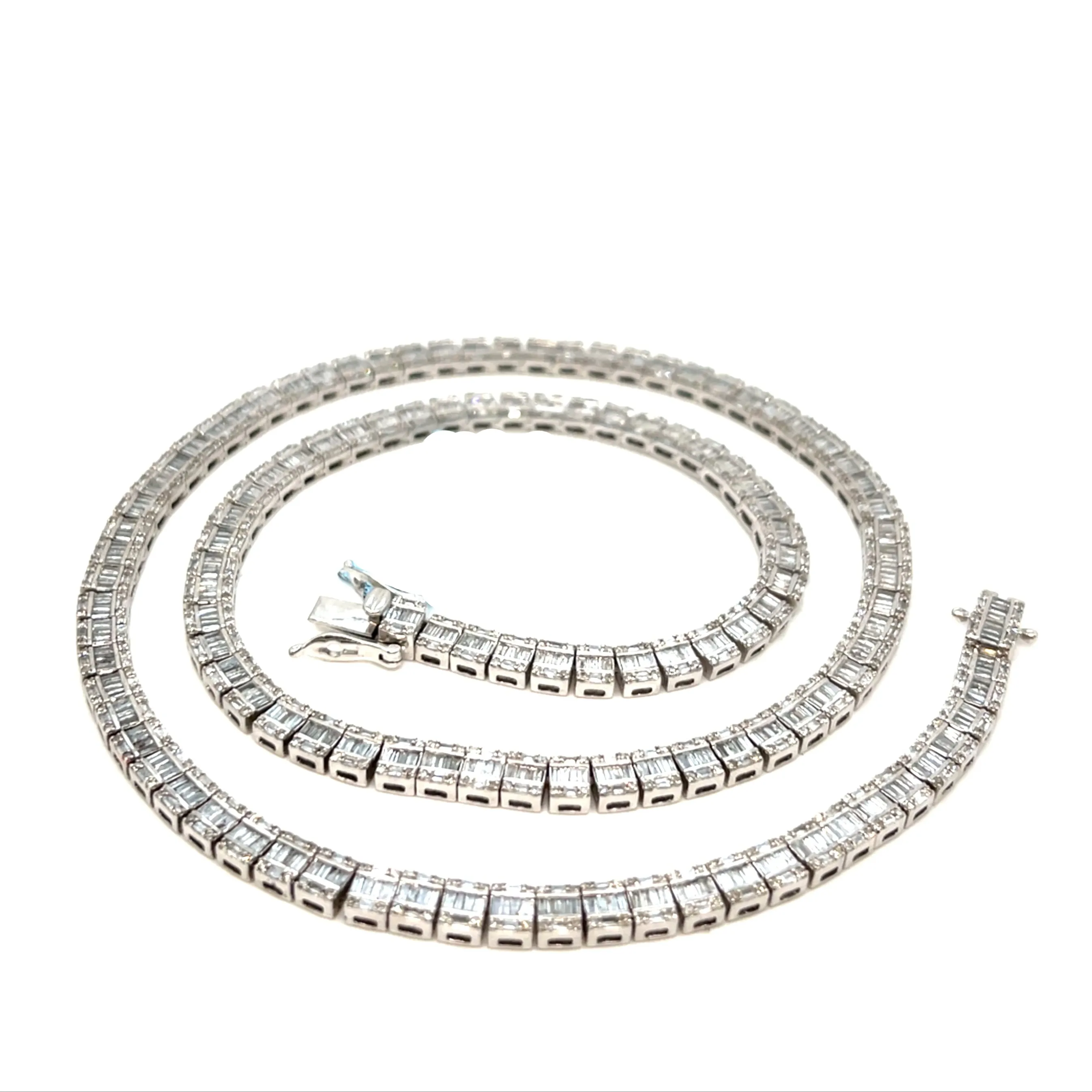 14K White Gold 4.7mm Fancy Elegant Natural Diamonds 18" Necklace - SNK43999