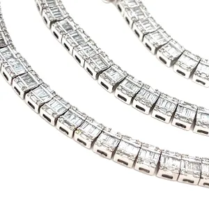 14K White Gold 4.7mm Fancy Elegant Natural Diamonds 18" Necklace - SNK43999