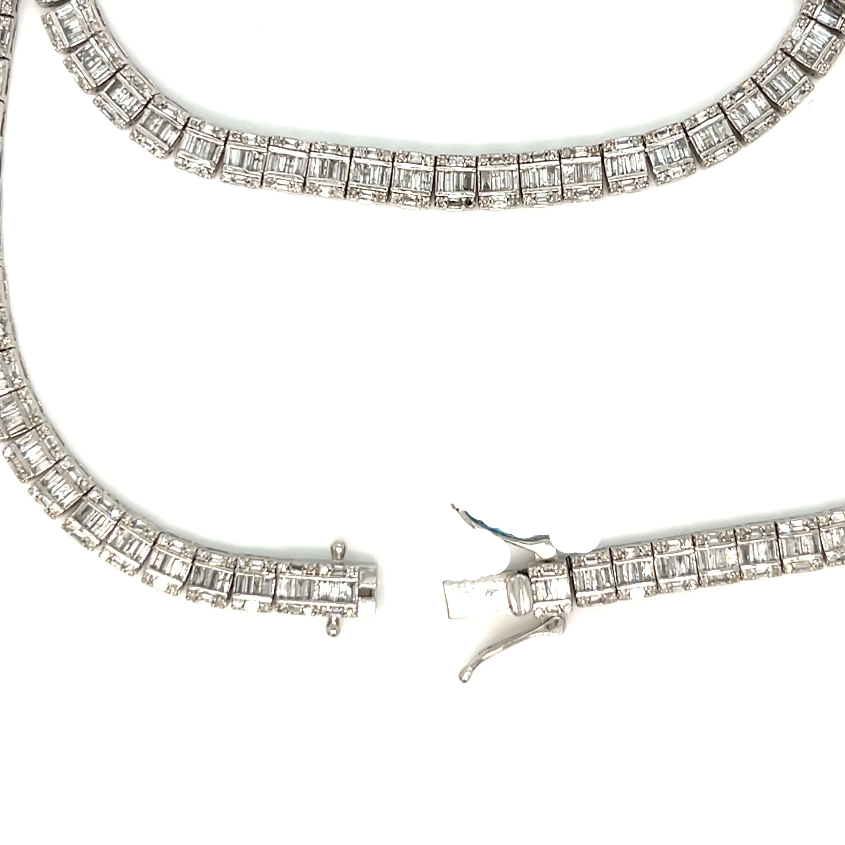 14K White Gold 4.7mm Fancy Elegant Natural Diamonds 18" Necklace - SNK43999