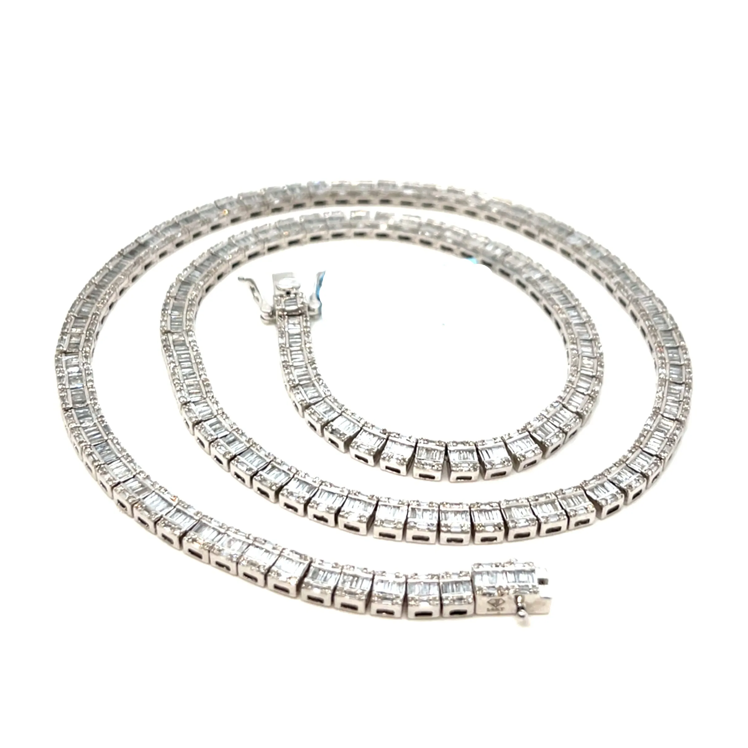 14K White Gold 4.7mm Fancy Elegant Natural Diamonds 18" Necklace - SNK43999