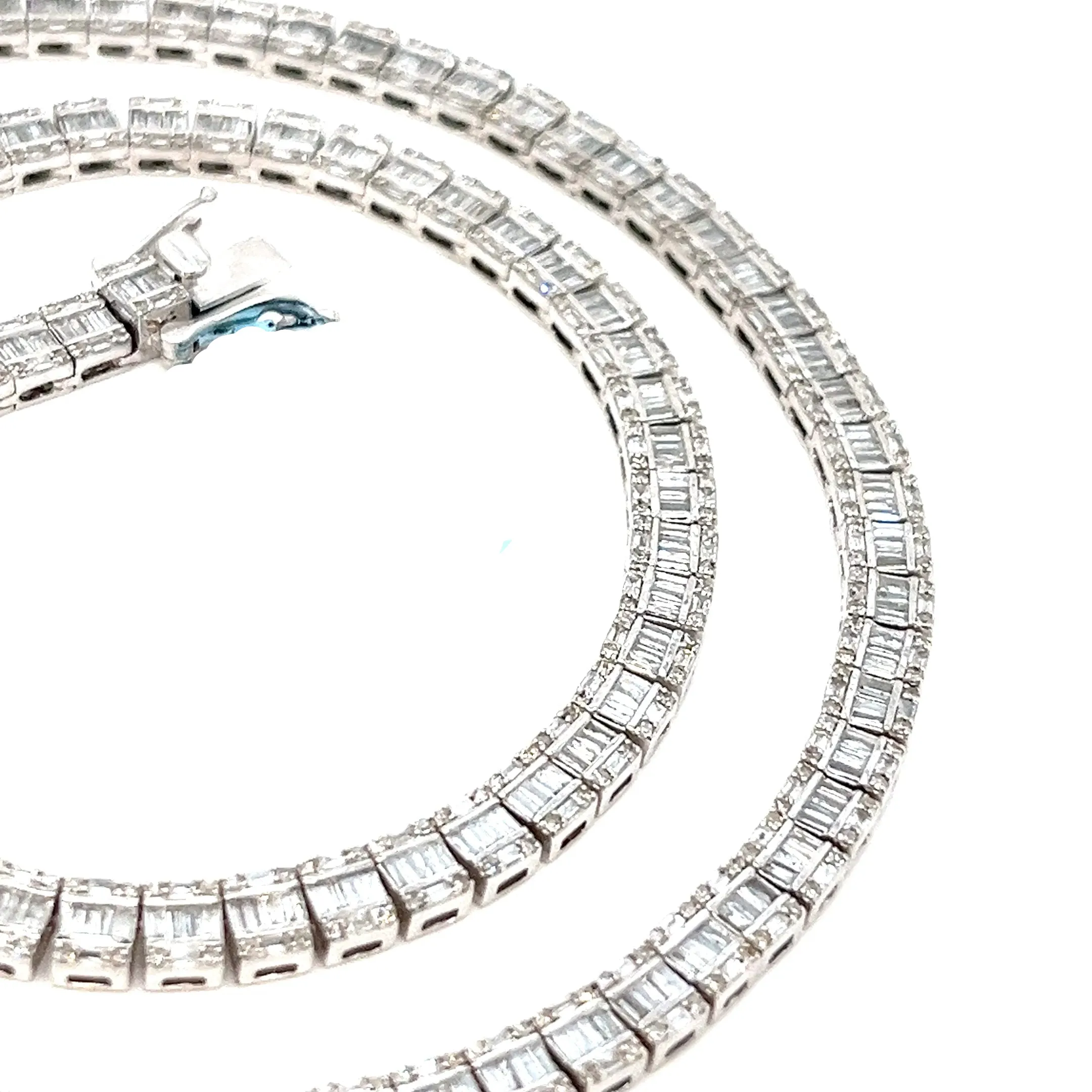 14K White Gold 4.7mm Fancy Elegant Natural Diamonds 18" Necklace - SNK43999