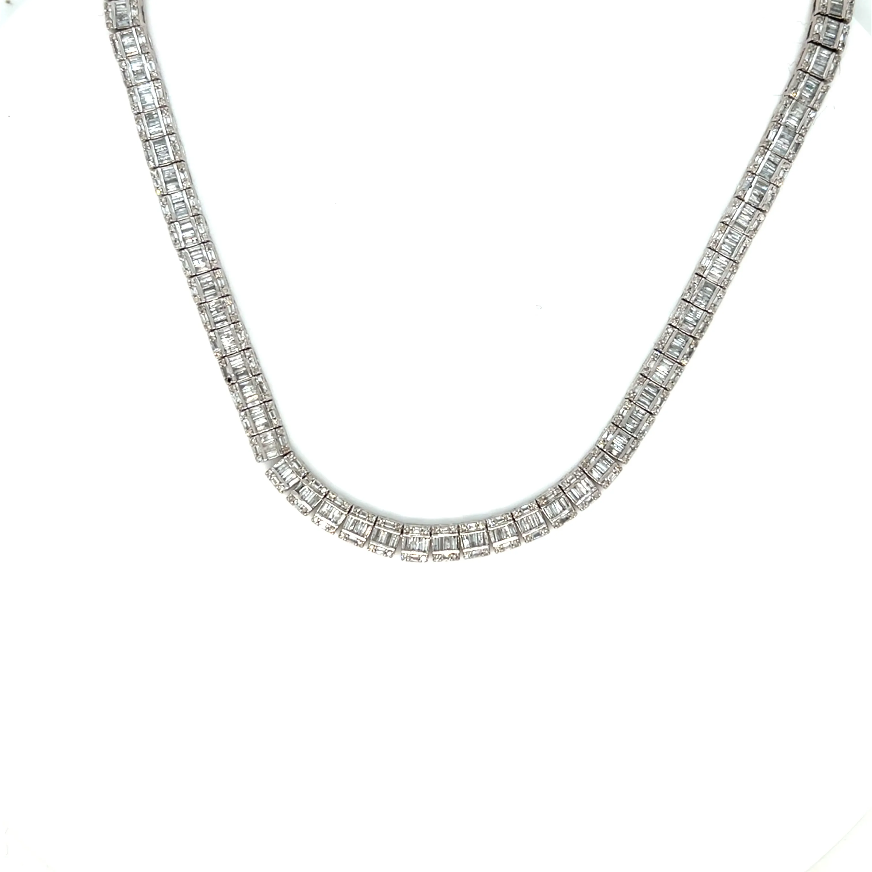 14K White Gold 4.7mm Fancy Elegant Natural Diamonds 18" Necklace - SNK43999