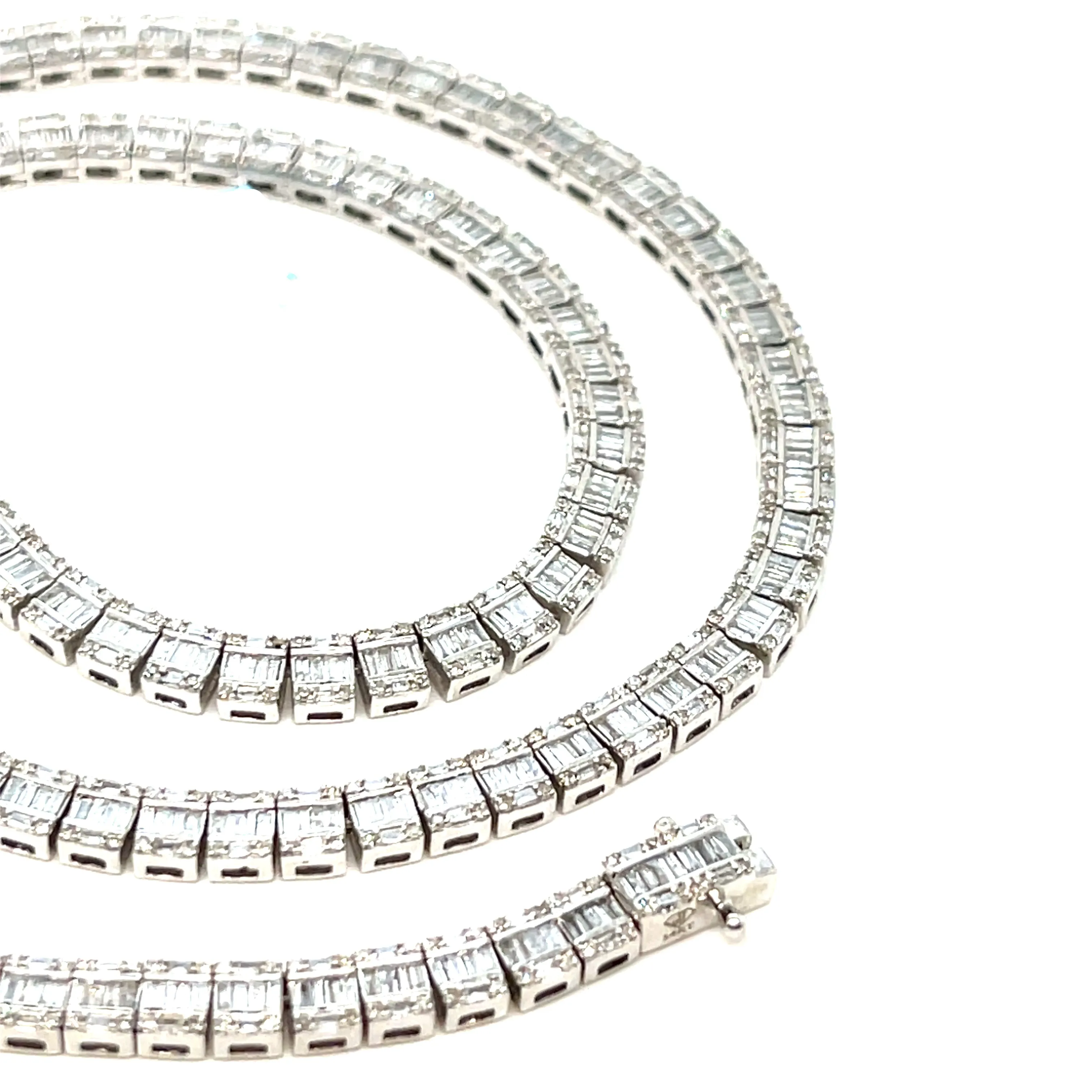 14K White Gold 4.7mm Fancy Elegant Natural Diamonds 18" Necklace - SNK43999