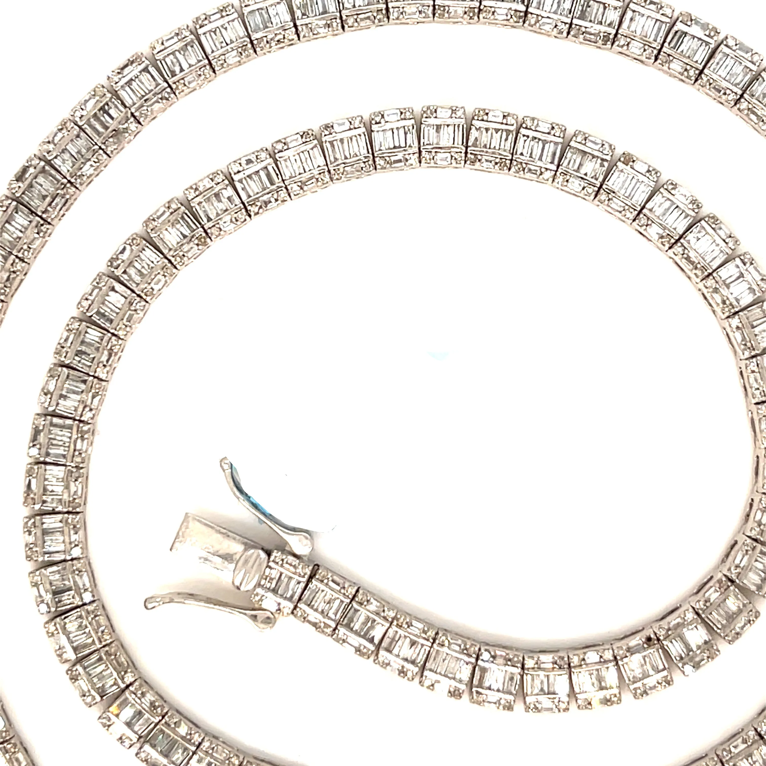 14K White Gold 4.7mm Fancy Elegant Natural Diamonds 18" Necklace - SNK43999
