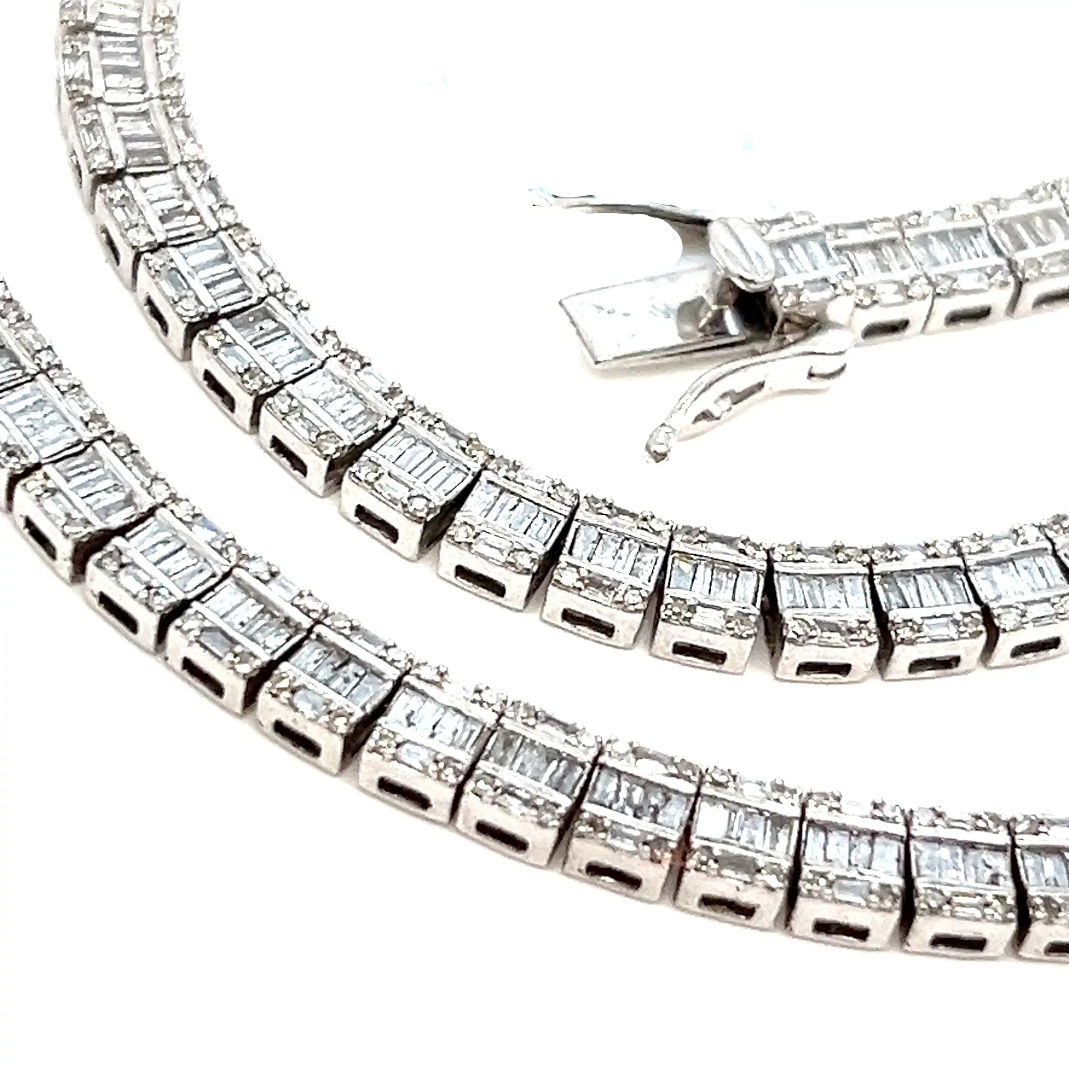 14K White Gold 4.7mm Fancy Elegant Natural Diamonds 18" Necklace - SNK43999