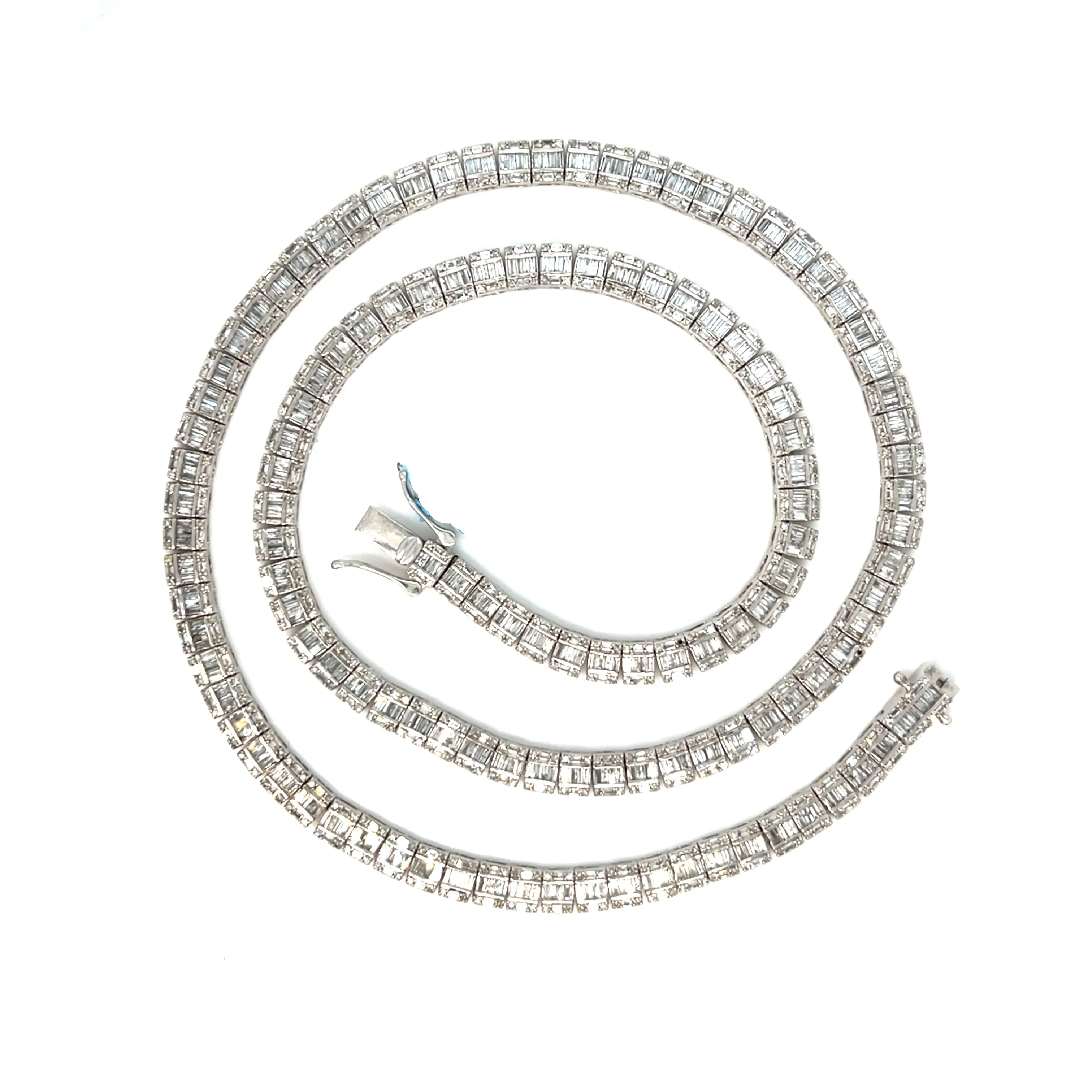 14K White Gold 4.7mm Fancy Elegant Natural Diamonds 18" Necklace - SNK43999