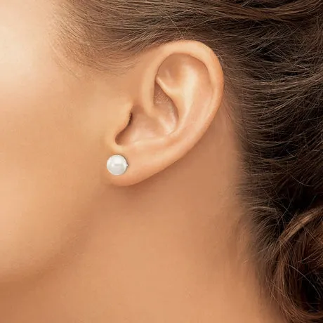 14k White Gold 7-8mm White Round FW Cultured Pearl Stud Post Earrings