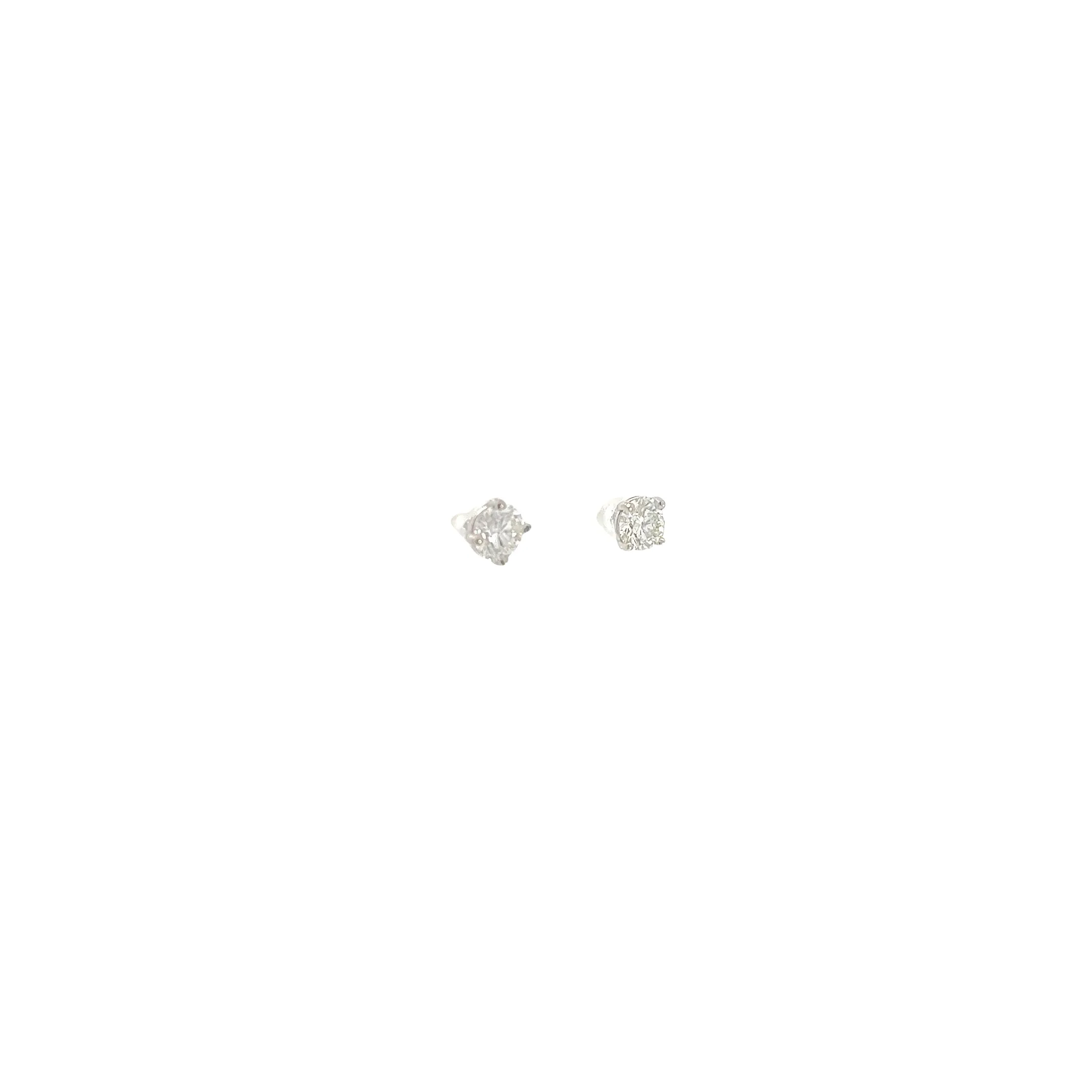 14k white gold .90CT F SI1 Round  Diamond Stud earrings