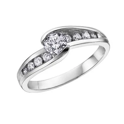 14K White Gold Briliant (1.00ct) Diamond Channel Set Engagement Ring