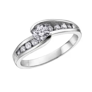14K White Gold Briliant (1.00ct) Diamond Channel Set Engagement Ring