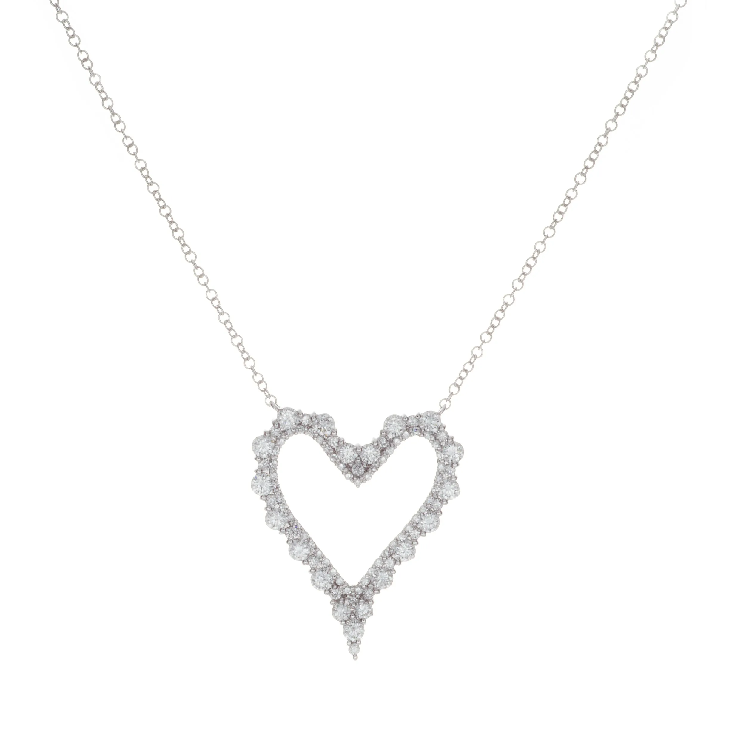 14k White Gold Diamond Heart Necklace