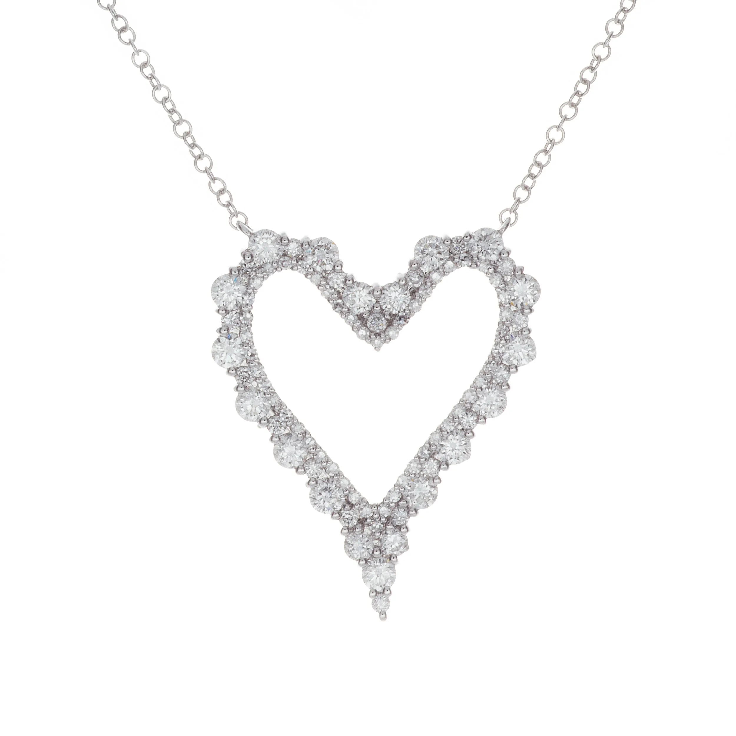 14k White Gold Diamond Heart Necklace