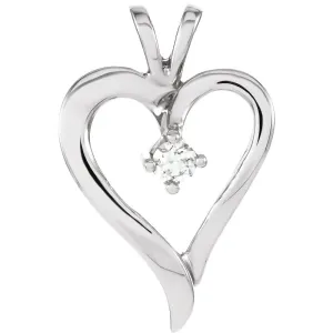 14k White Gold Diamond Heart Pendant