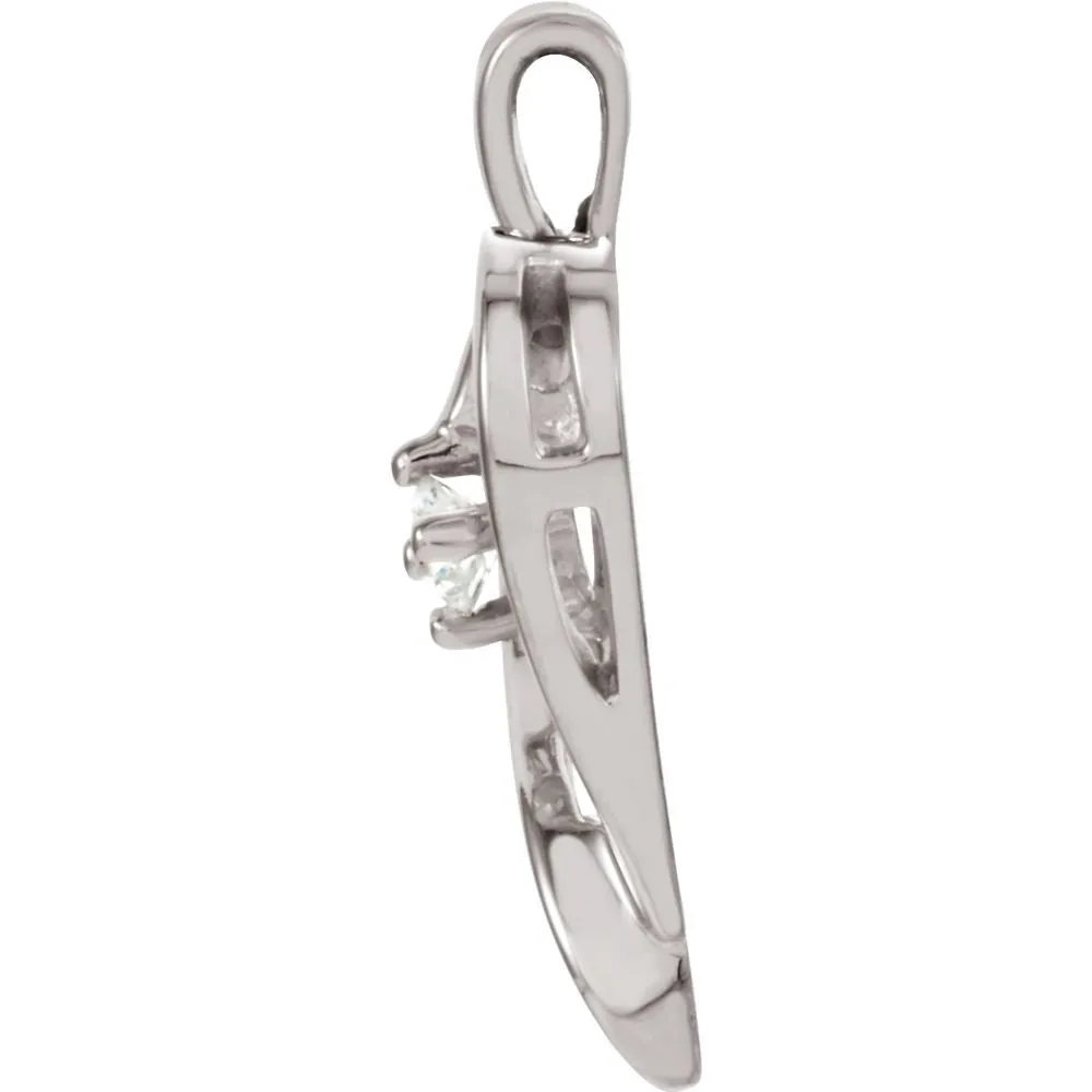 14k White Gold Diamond Heart Pendant