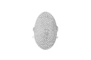 14k White Gold Diamond Large Oval Pave Ring