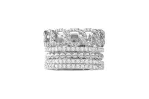 14k White Gold Diamond Multi Fixed Stack Ring