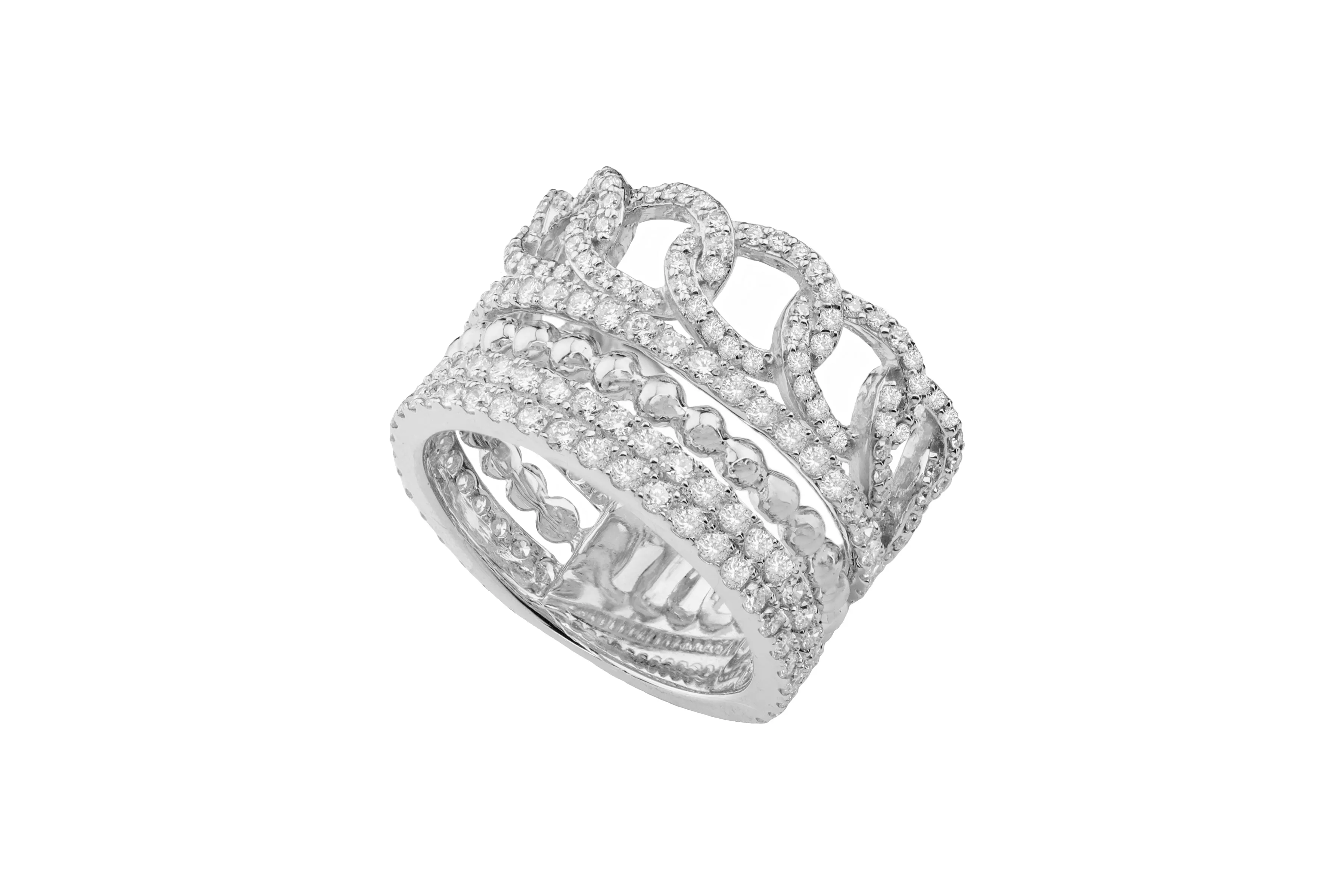14k White Gold Diamond Multi Fixed Stack Ring