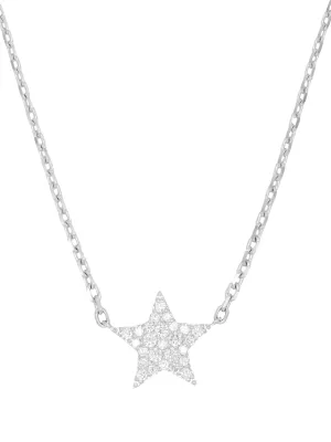 14k White Gold Diamond Star Necklace