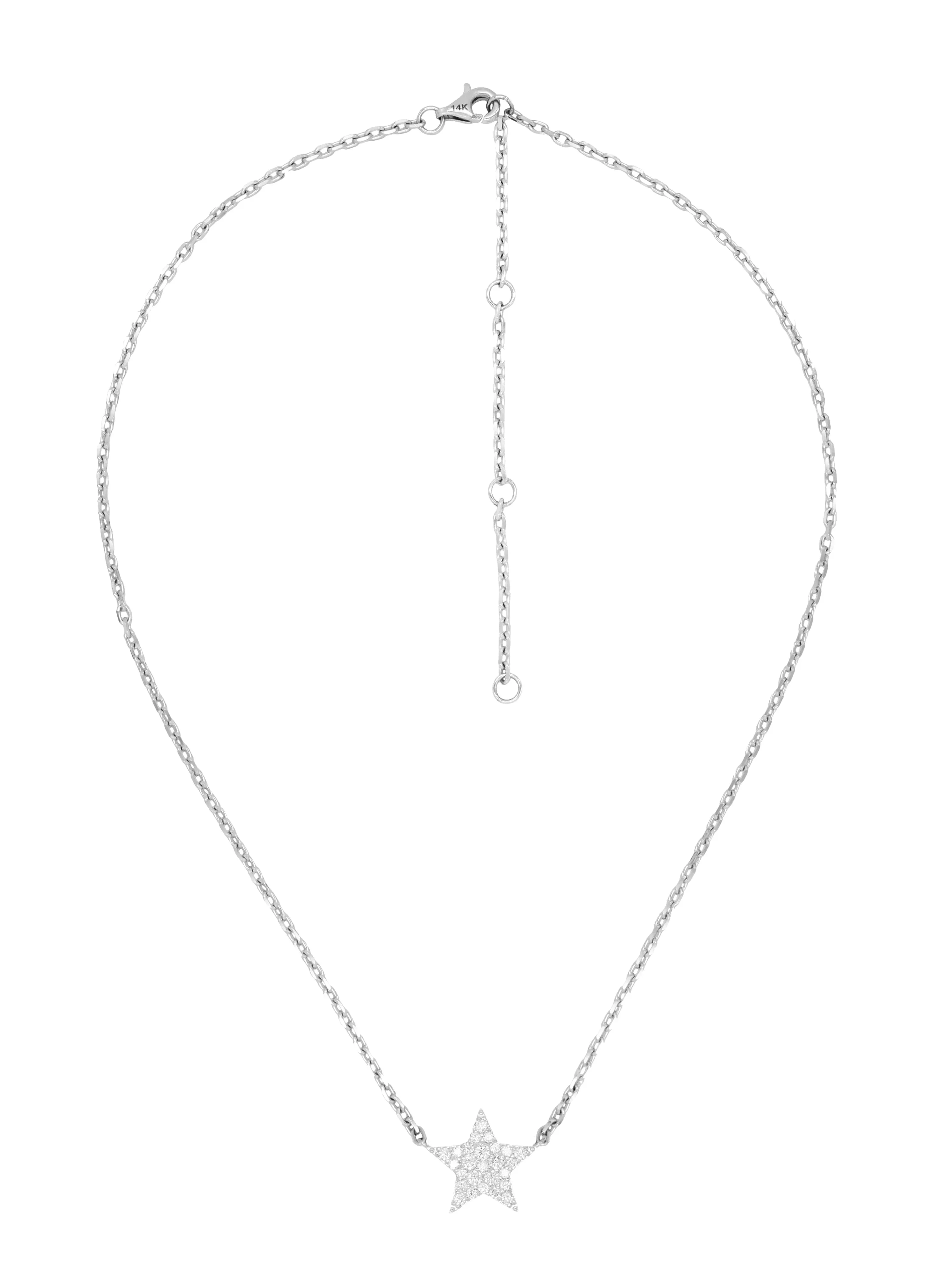 14k White Gold Diamond Star Necklace