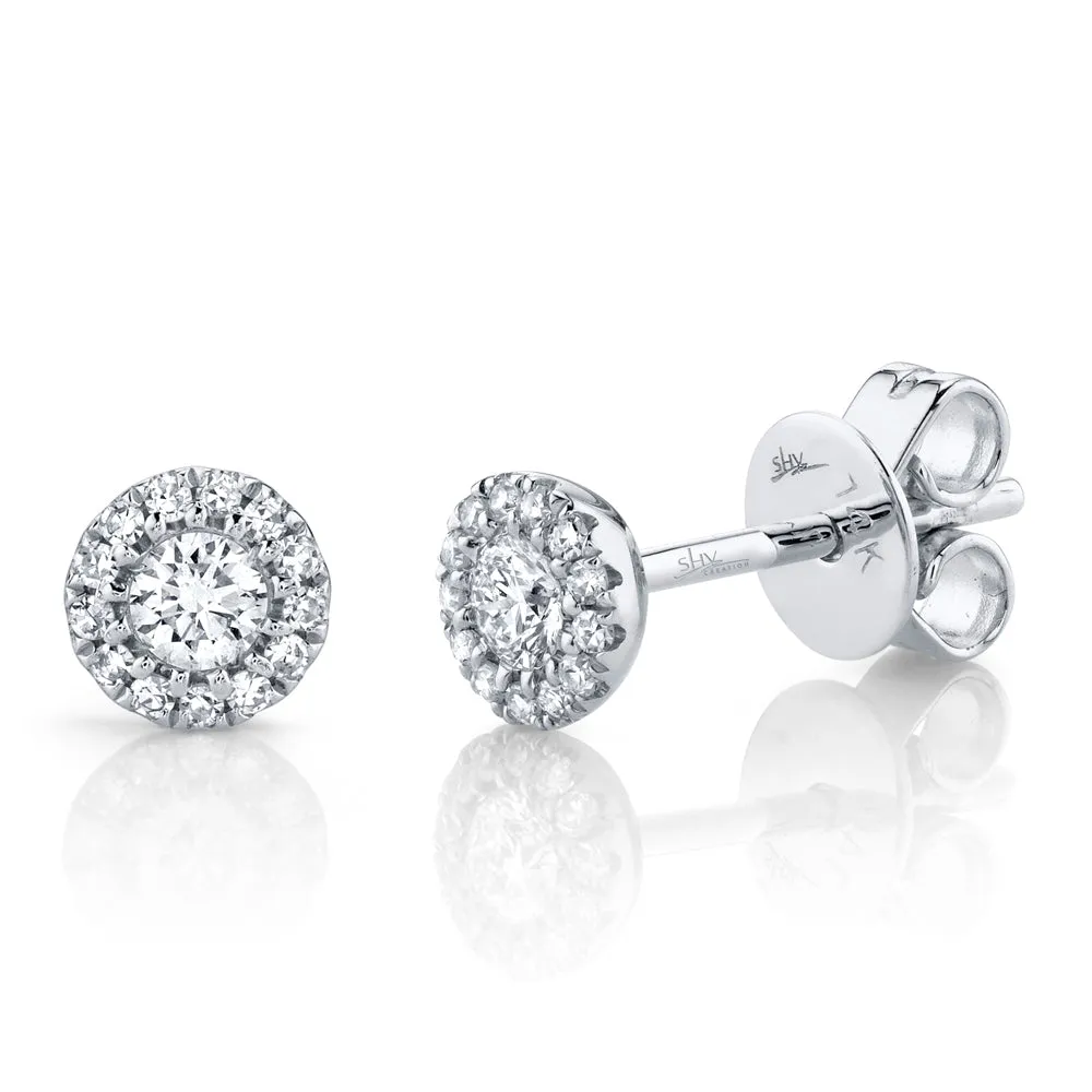 14k White Gold Diamond Stud Earrings