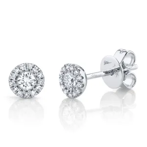 14k White Gold Diamond Stud Earrings