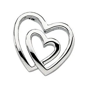 14k White Gold Double Heart Pendant