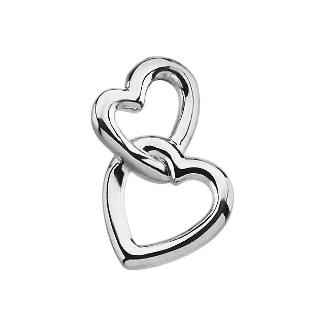 14k White Gold Double Heart Pendant