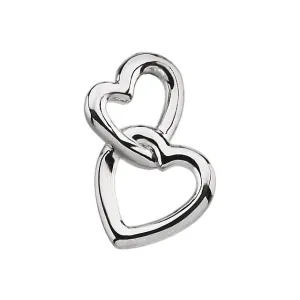 14k White Gold Double Heart Pendant