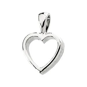 14k White Gold Heart Pendant
