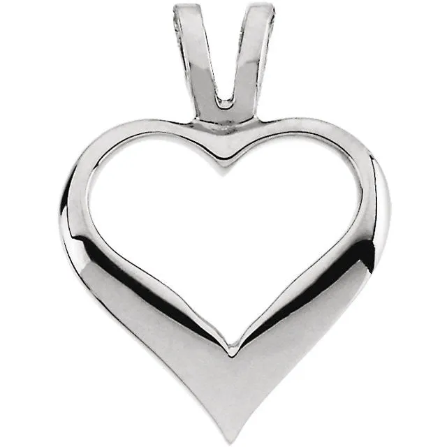 14k White Gold Heart Pendant