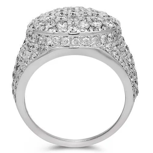 14K White Gold Mens Diamond Ring 4.50 Ctw