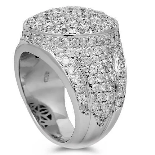 14K White Gold Mens Diamond Ring 4.50 Ctw