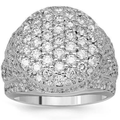 14K White Gold Mens Diamond Ring 4.50 Ctw