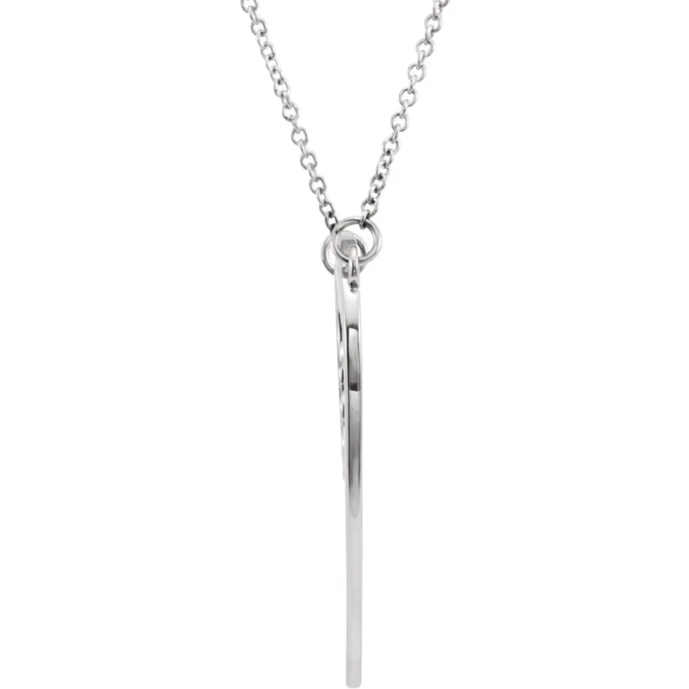 14k White Gold "Mom" Heart 17" Necklace