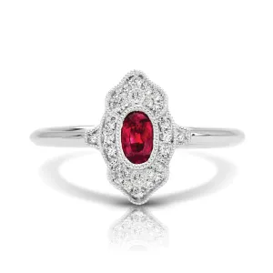 14K White Gold Ruby and Diamond Ring