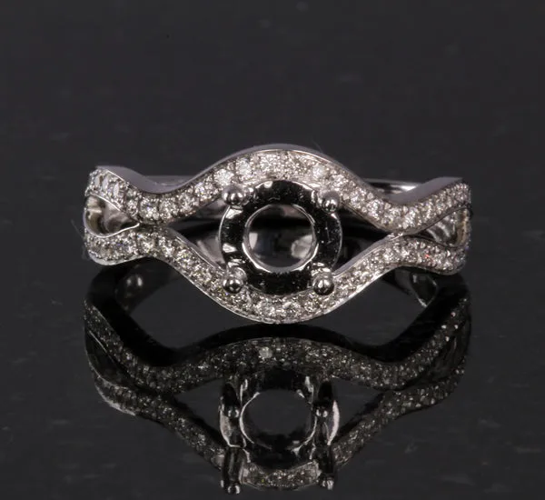 14K White Gold Semi-mount Diamond Ring