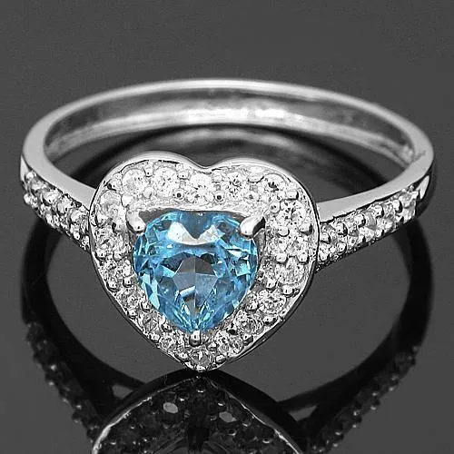 14K White Gold Solid Womens Diamond Heart Ring 0.3 Ctw