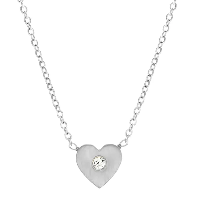 14k White Mini Heart-Shaped Diamond Necklace (0.02.ct.tw)