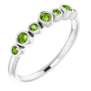 14K White Peridot Bezel-Set Ring
