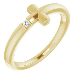 14K Yellow .015 CTW Diamond Youth Cross Ring