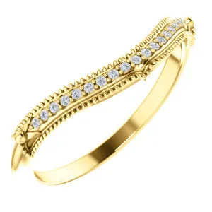 14K Yellow .04 CTW Diamond Vintage-Inspired  Matching Band