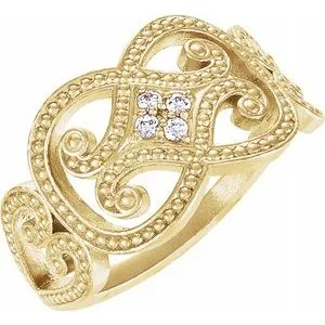 14K Yellow .05 CTW Diamond Granulated Ring